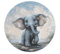Cute Elephant Play Bubbles Jigsaw Puzzle Challenging Round Animals Puzzle Wooden Jigsaw Puzzles for Adults Families 195 PCS