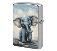 Cute Elephant Play Bubbles Lighter Case Metal Double-Sided Lighter Cover Pocket Lighters Sleeve Windproof Lighters Accessories for Men Women