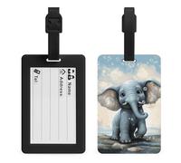 Cute Elephant Play Bubbles Luggage Tags for Suitcases Personalized Luggage Tags Business Card Holder Travel ID Bag Tag with Address Card Quick Spot Baggage Identifier for Carry On