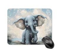 Cute Elephant Play Bubbles Mouse Pad Cute Square Mouse Mat Leather Non-Slip Rubber Base Mousepad Waterproof Computer Mouses Pad for Laptop Wireless Mouses Keyboard Home Office 20 * 25cm