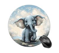 Cute Elephant Play Bubbles Mouse Pad Round Mouse Mat Leather Non-Slip Rubber Base Mousepad Waterproof Computer Mouses Pad for Laptop Wireless Mouses Keyboard Home Office