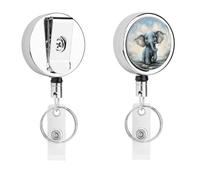 Cute Elephant Play Bubbles Retractable Work Badge Holder Keychain Badge Reel 24.4" Cord & 360° Swivel Alligator Clip Heavy Duty Id Name Tag Holder for Nurses Doctors Teachers Office Workers