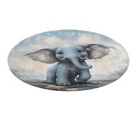 Cute Elephant Play Bubbles Round Area Rug Non Slip Backing Doormat Water Absorbent Plush Throw Low-Pile Non-Slip Floor Mat Carpet for Living Room Bedroom Entryway Nursery Room 80 * 80cm