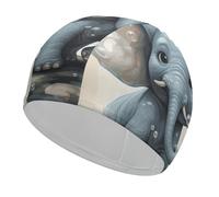 Cute Elephant Play Bubbles Swim Cap for Women Men Swimming Hat Bath Waterproof Pool Caps for Long Thick Curly Hair
