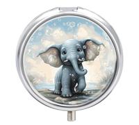 Cute Elephant Play Bubbles Travel Pill Case with 3 Compartments, Portable Sealing, Mini Size Metal Pill Box for Pocket Wallet, Pill Organizer Three