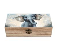 Cute Elephant Play Bubbles Wooden Storage Box Elegant Retro Jewelry Box with Hinged Lid Decorative Keepsake Boxes Decor Handmade Organizer Boxes for Wedding, Party, Gift, Diy Craft, Home Decor