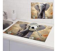 Cute Elephant Play Dish Drying Mat for Kitchen Counter Super Absorbent Microfiber Drainer Mats Large Size Dish Drying Pad Quick Drying Dish Rack Pad 18"x 24"