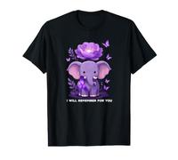 Cute Elephant Purple Ribbon Alzheimer's Awareness Value Graphic T-Shirt