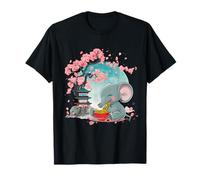 Cute Elephant Ramen Pagoda Tower Sakura Flowers Artwork T-Shirt