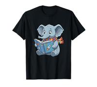 Cute Elephant Reading Space Adventure Book Kids T-Shirt