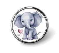 Cute Elephant Round Badge Cute Enamel Lapel Pin Brooches Button Pin Personalized Clothing Decoration Unisex Badge Holder Hats Bags Shirts Decor