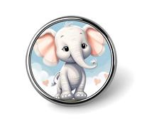 Cute Elephant Round Badge for Men Women, Durable & Stylish Lapel Pins, Lightweight Metal Badges for Shirts, Jackets, Hats
