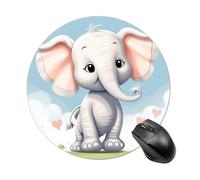Cute Elephant Round Mouse Pad 7.8 Inch, Portable Gaming Mouse Mat with Non-Slip Rubber Base & Smooth Surface, Waterproof Mousepad for PC, Laptop, Computer, Office, Home