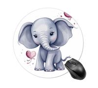 Cute Elephant Round Mouse Pad Smooth Glide Gaming Mousepad Extra Density Portable Comfortable Mouse Mat for Desk, Home, Office 7.8x7.8 Inches