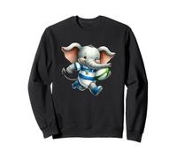 Cute Elephant Rugby Player Cartoon Design Sweatshirt