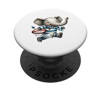 Cute Elephant Rugby Player Rugby Ball Cartoon Animal PopSockets Adhesive PopGrip