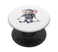Cute Elephant Skiing Winter Illustration PopSockets Adhesive PopGrip