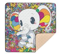 Cute Elephant Soft Thick Baby Activity Play Mat for Indoor Outdoor Waterproof Padded Play Mat for Baby Toddler Infant, 50'' x 50''