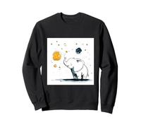 Cute Elephant Space Dreamer Watercolor Sketch Sweatshirt