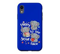 Cute Elephant Students Back To School Happy To See Your Face Case for iPhone XR