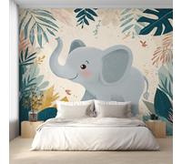 Cute Elephant Wallpaper for Living Room, Kids Cartoon Animal Wall Mural for Bedroom 250x175 cm, Non-Woven Photo Wallpaper, Home Decor D&O127