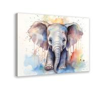 Cute Elephant Watercolor Canvas Poster Bedroom Decor Landscape Office Room Decor Gift 20x30inch(50x75cm)