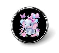 Cute Elephant with Balloon Round Brooches Colorful Fashion Button Pins Badge for Backpacks Shirts Scarf