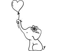 Cute Elephant with Balloon Vinyl Decal Sticker for Car/Window/Wall (Hot Pink Gloss)