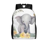 Cute Elephant with Wreath and Little Duck Backpack for Women Men Lightweight Laptop Bag Travel Rucksack Fashion Casual Daypack