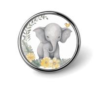 Cute Elephant with Wreath And Little Duck Button Pin,Design Your Own Personalized Pin Back Button Badges Exquisite Round Badge Travel Brooch Metal Decorative Pins for Hat Clothes Backpack