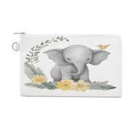 Cute Elephant with Wreath And Little Duck Coin Purse Mini Change Wallet Portable Change Purse Cute Canvas Coin Wallet Bag with Zipper for Men & Women