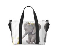 Cute Elephant with Wreath and Little Duck Large-Capacity Travel Bag with Adjustable Shoulder Strap, Suitable for Sports, Fishing, and Fitness.