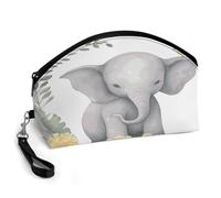 Cute Elephant with Wreath And Little Duck Makeup Bag Large Capacity Cosmetic Bag for Women Portable Toiletry Bags for Skincare Water-resistant Cosmetic Case PU Leather Travel Cosmetic Organizer