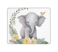 Cute Elephant with Wreath and Little Duck Mouse Pad Waterproof Gaming Mousepad for Office Computer Mousepads for Desk Pad with Non-Slip Rubber Base Washable Cloth Mouse Mat 10 x 12 inch