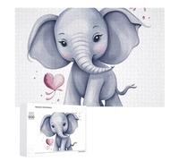 Cute Elephant Wooden Puzzles for Adults 1000 PCS Unique Shape Puzzles Wall Art Home Decor for Puzzle Lovers, Family, Friend Creative Gift Toys