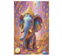 Cute Elephant Wooden Puzzles Jigsaw Puzzle 1000 Pieces for Adults Creative Difficult Challenging Game 78×53cm