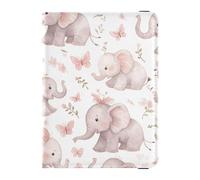 Cute Elephants and Butterflies Pattern Leather Passport Holder for Travel Secure Hidden Passport Wallet for Women Business Trip