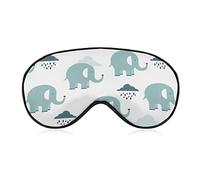 Cute Elephants and Clouds Sleep Mask Blindfold Blue Water Drops Adjustable Super-Smooth Soft Eye Mask Cover for Men Women Travel and Nap