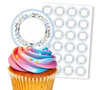 Cute Elephants Pandas Koala Rainbow, 24 Edible Paper 2.0" Cupcake Toppers