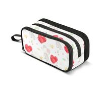 Cute Elephants Red Balloons White Pencil Pouches Zipper Case Large Pencil Storage Bags Girls Classroom Pen Pouch Personalized Stationery Kids Back to School Supply 8.86x3.54x4.33in
