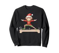 Cute Elf Doing Reformer Pilates Machine Christmas Pilates Sweatshirt