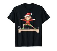 Cute Elf Doing Reformer Pilates Machine Christmas Pilates Value Graphic T-Shirt