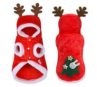 Cute Elk Dog Christmas Clothes, Pet Costume Hoodie Coat for Dogs Puppy, Xmas Fancy Dress for Teddy, Yorkshire Terrier, Chihuahua, Pomeranian, S