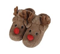 Cute Elk Reindeer Slippers 3D Cartoon Slippers Christmas Indoor Outdoor Slippers Thickened Shoes Fuzzy House Slippers Home Winter Warm Couple Slippers Shoes Silent Bedroom Cozy House Slippers