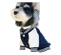 Cute Embroidered Pet Baseball Jacket Winter Cold-proof Windproof Warm Teddy Shiba Inu Pug Chihuahua Coat,Blue,L
