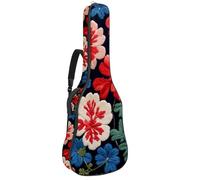 Cute Embroidery Flowers Seamless Pattern Acoustic Guitar Bag Thick Padded, Waterproof Guitar Gig Bag for 40 41 42 Inch Guitars