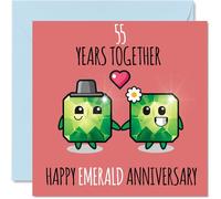 Cute Emerald Anniversary Card for Boyfriend Girlfriend - 55 Years Together - Happy 55th Wedding Anniversary Cards for Women Men, 145mm Greeting Cards Anniversaries
