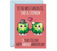 Cute Emerald Anniversary Card for Dad & Step Mum, 55 Years Together