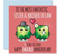 Cute Emerald Anniversary Card for Sister & Brother In Law - 55 Years Together - Happy 55th Wedding Anniversary Cards for Brother In Law Sister, 145mm Greeting Cards Anniversaries
