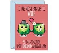 Cute Emerald Anniversary Card for Wife - 55 Years Together - Happy 55th Wedding Anniversary Cards for Wife from Husband, A5 Greeting Cards Anniversaries